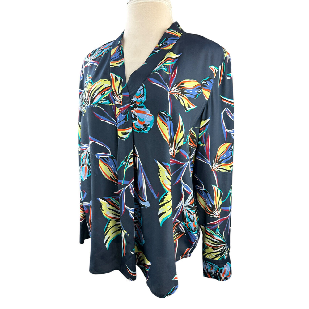 Diane von Furstenberg Silk Blend Sanorah Butterfly Blouse LS DVF Shirt Size 14 - Picture 3 of 16